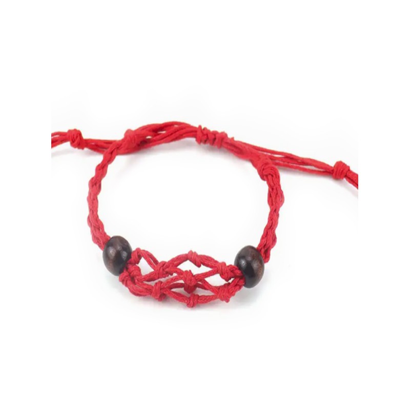 Pulsera de Macrame para Piedras Preciosas 20-28cm - Rojo