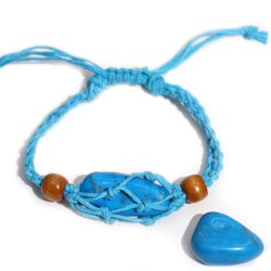 Pulsera de Macrame para Piedras Preciosas 20-28cm- Azul