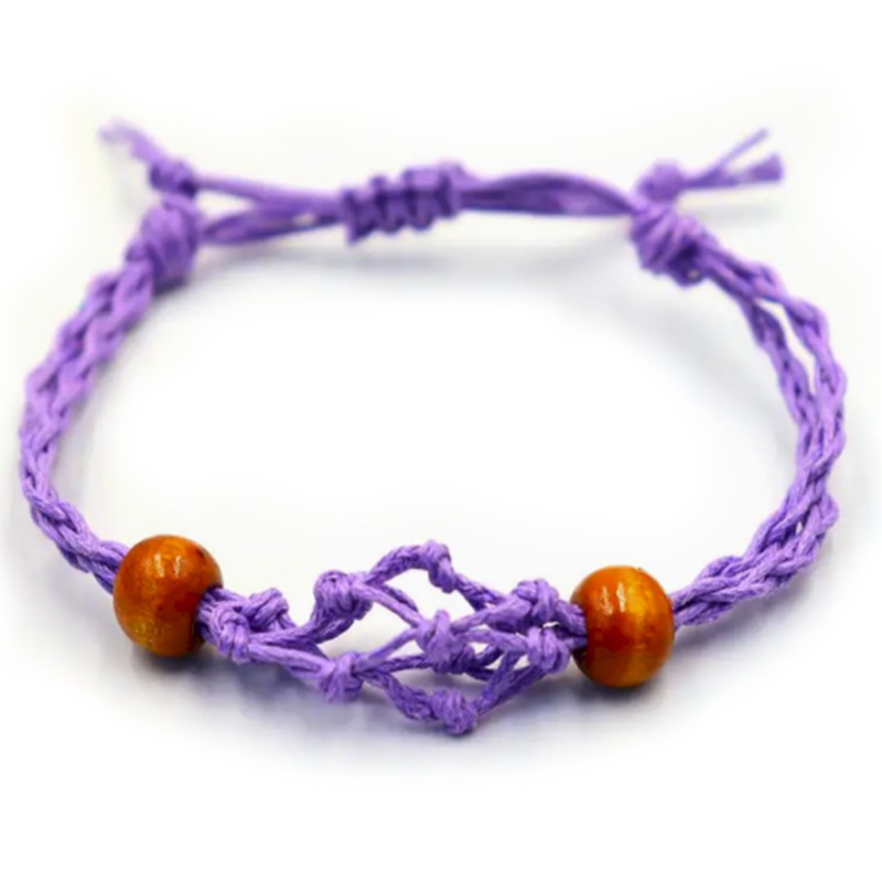 Pulsera de Macrame para Piedras Preciosas 20-28cm - Purpura