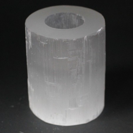 Castiçal cilíndrico de selenite - 10 cm