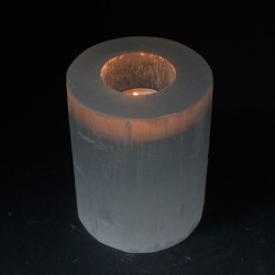 Castiçal cilíndrico de selenite - 10 cm