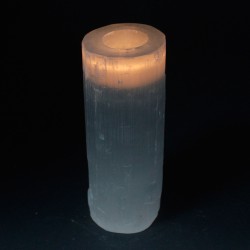 Castiçal cilíndrico de selenite - 20 cm