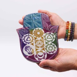 Porta-incienso Hamsa Grande 18x15x1.2cm - 7 Chakra