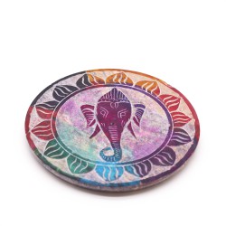 Porta-incienso Disco de Esteatita 10cm - Ganesha