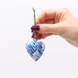 Pequeño Corazone de Madera Decorativo - Mosaico Azul