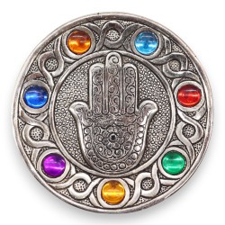 Porta-incienso Hamsa Siete Chakras 11.5cm