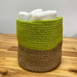 Cesta Pequeña de Algodón y Yute 15x15cm - Pistacho