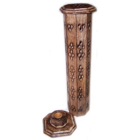 Box of 2 Hexaganal Incense Tower Smoke Box - Mango Wood