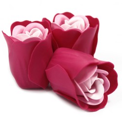 Conjunto de 3 flores de sabão em forma de coração - rosas cor-de-rosa