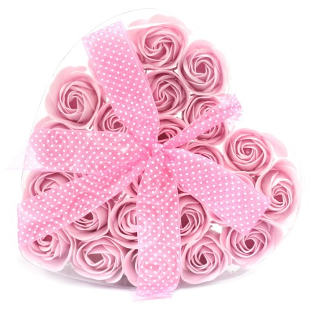 Conjunto de 24 flores de sabão - rosas cor-de-rosa