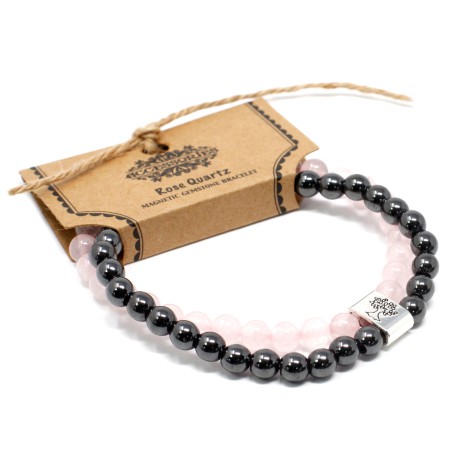 Pulseira magnética de pedras preciosas - Quartzo rosa