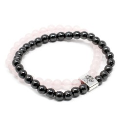 Pulseira magnética de pedras preciosas - Quartzo rosa