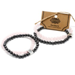 Pulseira magnética de pedras preciosas - Quartzo rosa