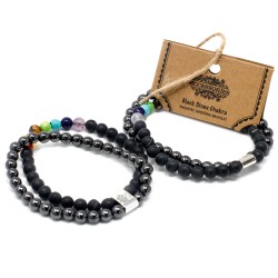 Pulseira magnética de pedras preciosas - Chakra Pedra Preta