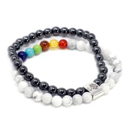 Pulseira magnética de pedras preciosas - Howlite Chakra Branco