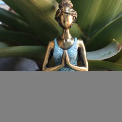 Figura de Senhora do Yoga - Bronze e Turquesa 24cm