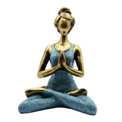 Figura de Senhora do Yoga - Bronze e Turquesa 24cm