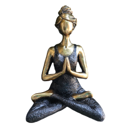 Figura de Senhora do Yoga - Bronze e Preto 24cm