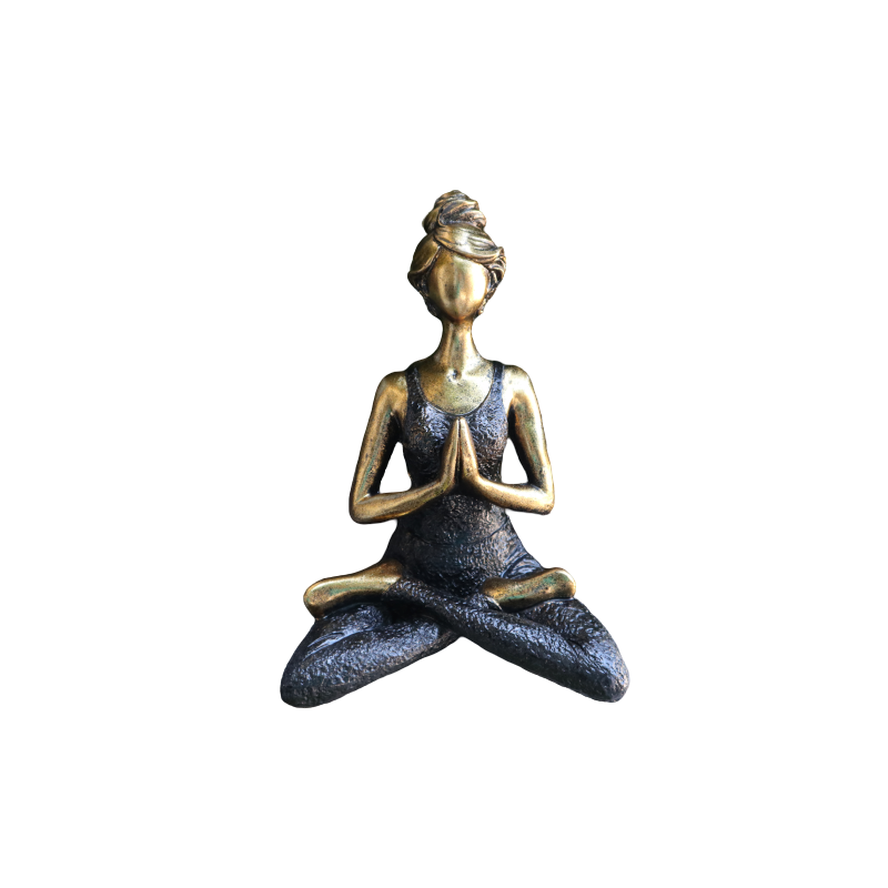 Figura de Senhora do Yoga - Bronze e Preto 24cm