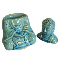 Queimador de óleo com Buda sentado - azul