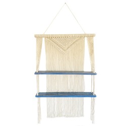 Prateleiras suspensas em macramé natural - Azul