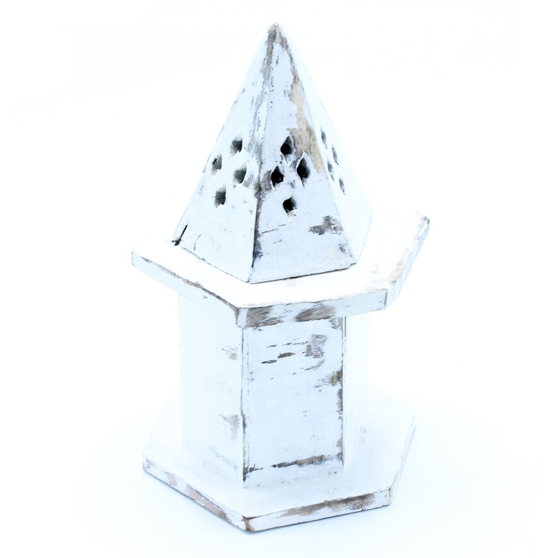 Porta-incenso com acabamento branco - Mini Pyramid House