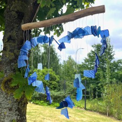 Carrilhão de vidro reciclado - Azul e branco