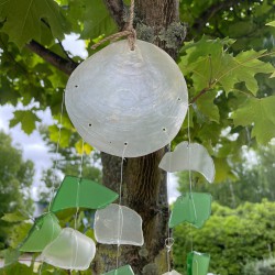 Carrilhão de vidro reciclado - Verde e branco