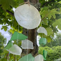 Carrilhão de vidro reciclado - Verde e branco