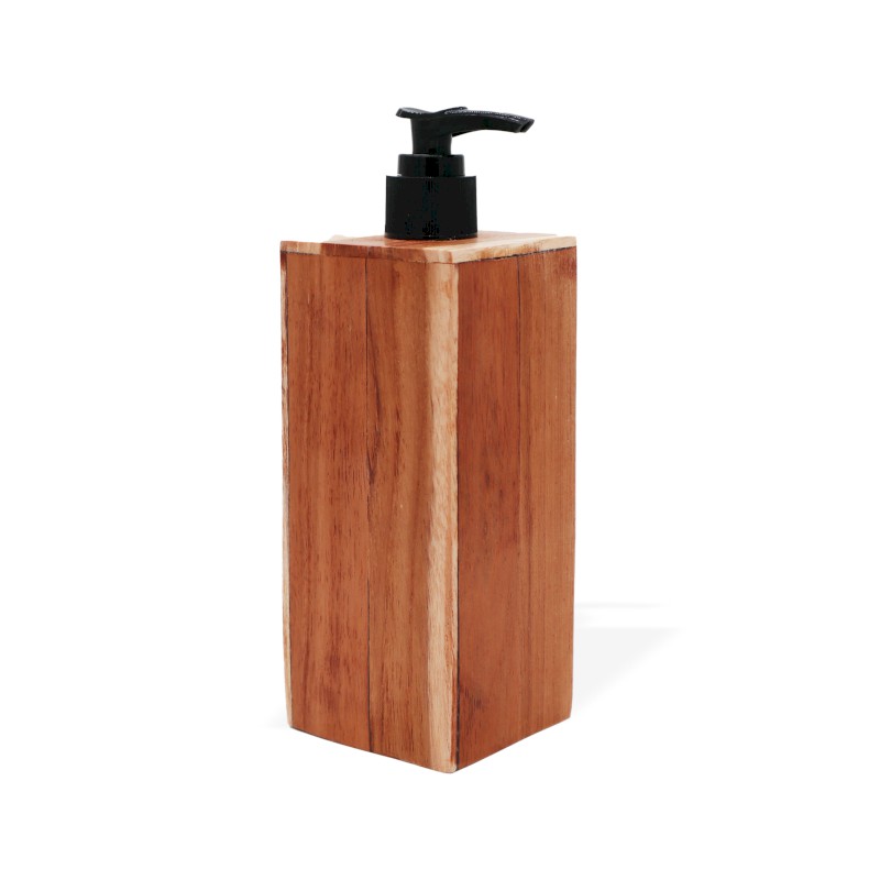 Dispensador de jabón de madera de teca natural - Cuadrado