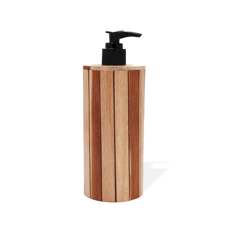 Dispensador de jabón de madera de teca natural - Redondo