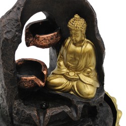 Fonte de água de mesa - 30 cm - Buda dourado a meditar