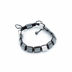 Pulseira magnética de hematite Shamballa - Cubóides de jaspe branco