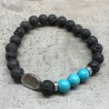 Pulsera de Piedra de Lava - Hoja - Turquesa